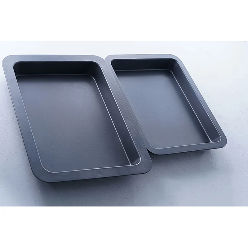 Multiple sizes available black rectangular classic pattern carbon steel bake cake tray baking pan non stick bakeware set