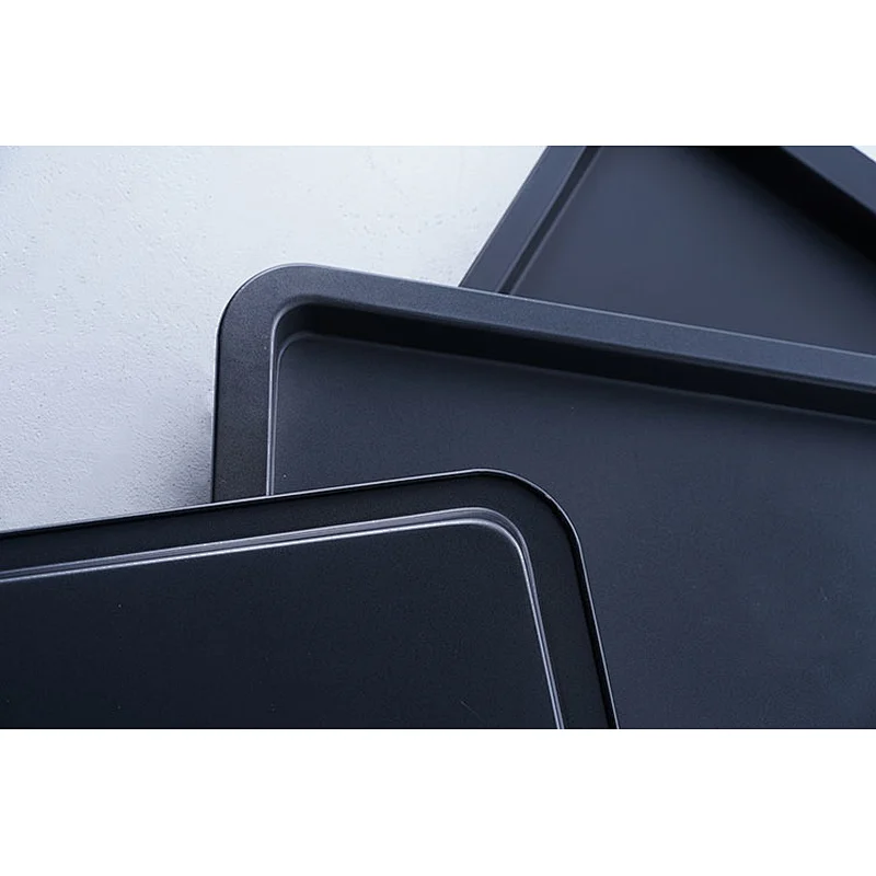 Accept custom logo multiple sizes black rectangular universal carbon steel bakeware set nonstick baking trays oven pan