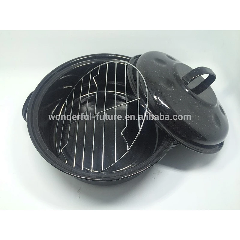 Enamel Coated pot,Enamel roasting Pan ,Enamel Round Roaster , round self basting roaster,Roast chicken machine,