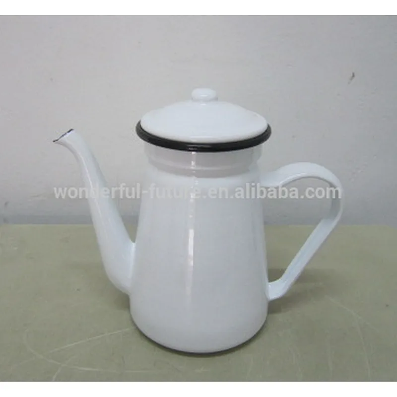 enamel pitcher, white enamel jug ,Carbon steel enamel kettle, enamel pot, white enamel cookware