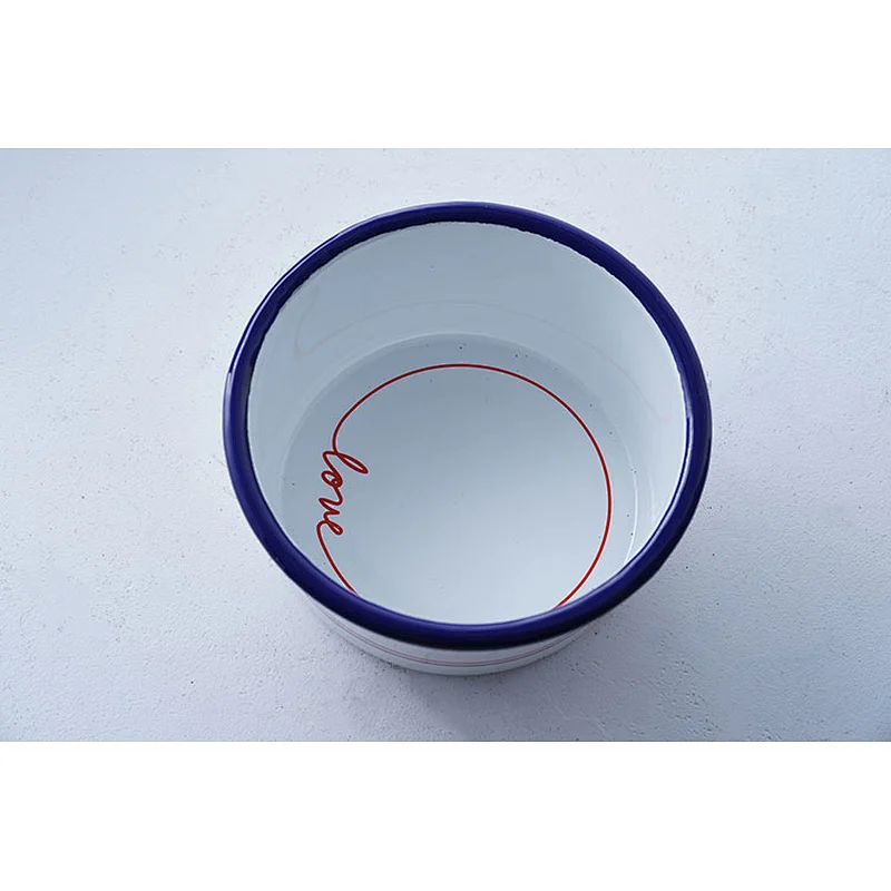 Wholesale good quality household restaurant special printing body metal carbon steel enamel storage soup salad bowl