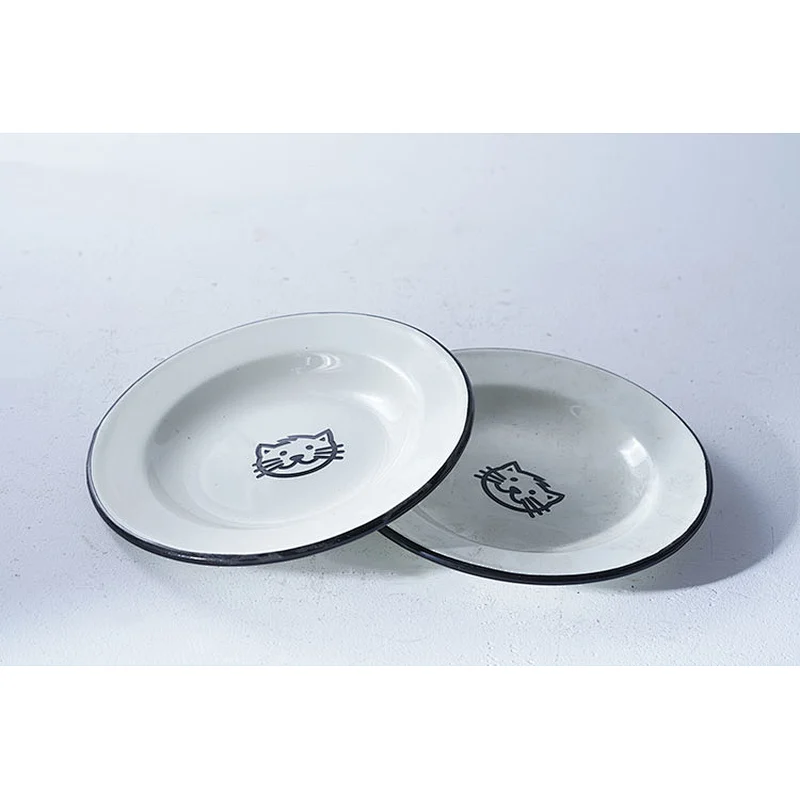 Hot sale OEM custom sign multiple sizes available carbon steel enamel serving plate metal dinner pattern dishes set