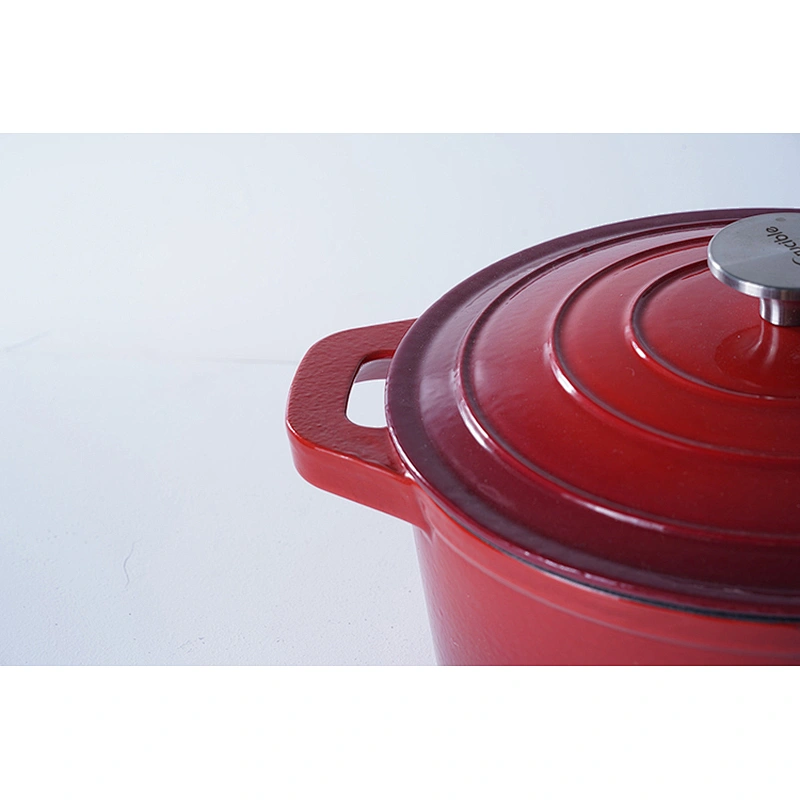 Wholesale high quality cookware OEM ODM available red cast iron enamel pot with insulation pads for cooking