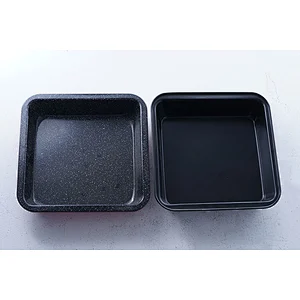 OEM red black square household restaurant personalized bakeware carbon steel non stick coating pizza biscuit baking tray