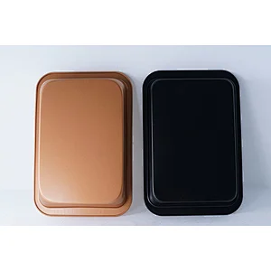 Hot sale kitchen modern bakeware grey gold rectangular carbon steel non stick coating ovenware oven baking tray
