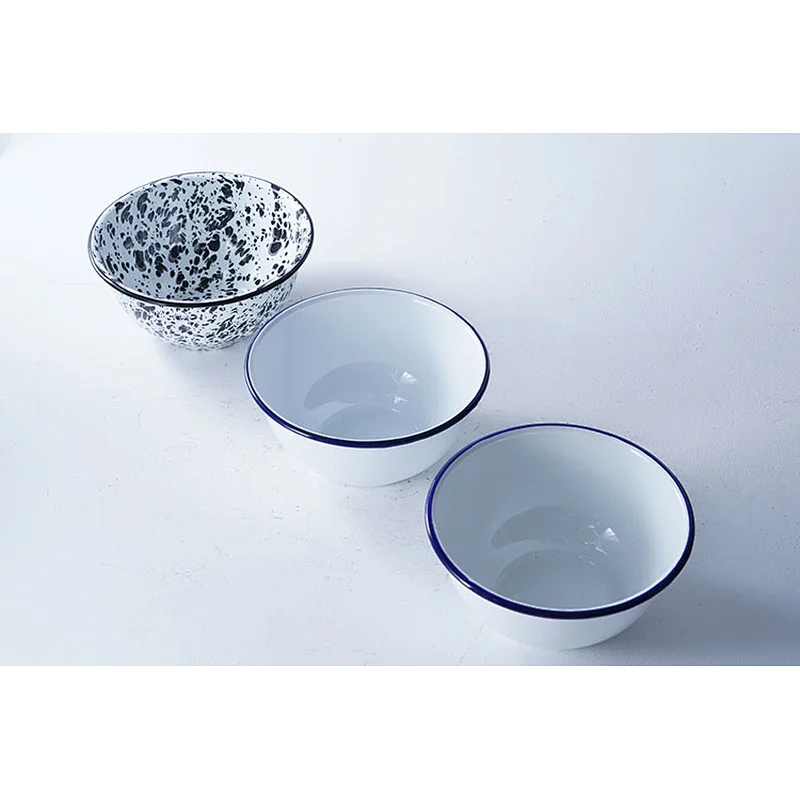 Wholesale OEM ODM good quality customized colorful pattern small carbon steel enamel metal storage bowl