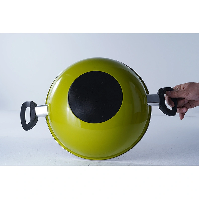High temperature resistance big capacity green carbon steel enamel iron cooking pots for cooking with two handles