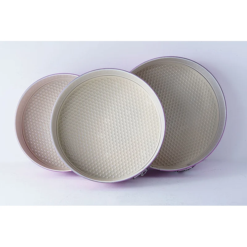 OEM ODM fashionable purple round multiple sizes carbon steel non stick coating ice cream chocolate fondant cake mold sets