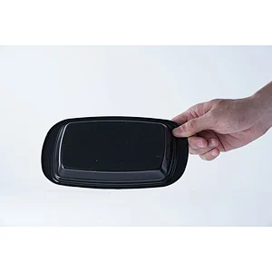 Hot sale accept customized brand durable household small black rectangular carbon steel enamel serving plate dishes
