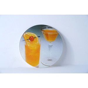 Wholesale kitchen tools customized cookies printed design tempered glass cutting board round chopping board