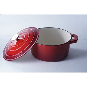 Wholesale high quality cookware OEM ODM available red cast iron enamel pot with insulation pads for cooking