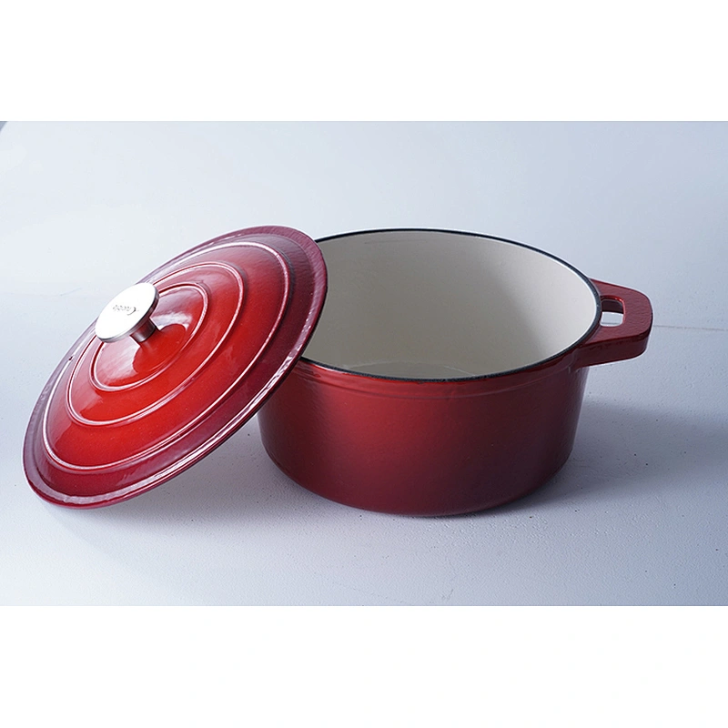 Wholesale high quality cookware OEM ODM available red cast iron enamel pot with insulation pads for cooking