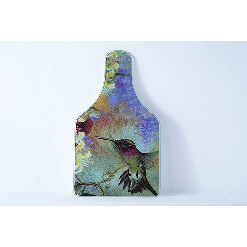 Wholesale kitchen tools customized cookies printed design tempered glass cutting board round chopping board