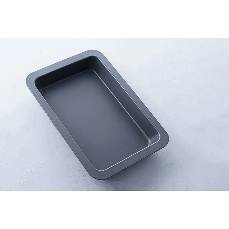 Wholesale cheap price flat bottom grey rectangular universal bakeware carbon steel non stick coating cake oven baking tray