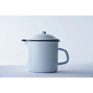 Wholesale household school office classic white round carbon steel enamel water coffee tea milk cup high quality with lid