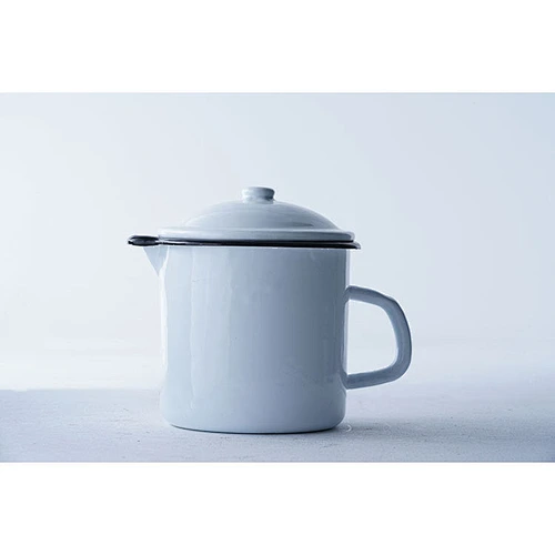 Wholesale household school office classic white round carbon steel enamel water coffee tea milk cup high quality with lid