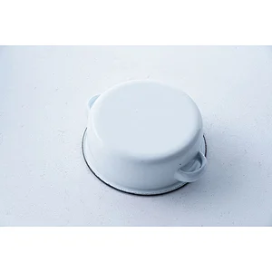 Hot sale multiple sizes available white flat bottom carbon steel enamel metal bowls wholesale with two side handle