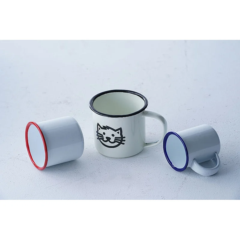 Hot sale OEM ODM cartoon printing body multiple design colorful frame metal carbon steel enamel coffee cup set
