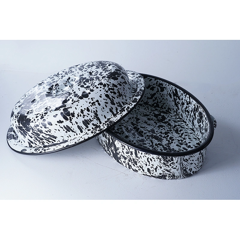 High quality cheap price OEM ODM special spot pattern carbon steel enamel chicken roaster pan for cooking