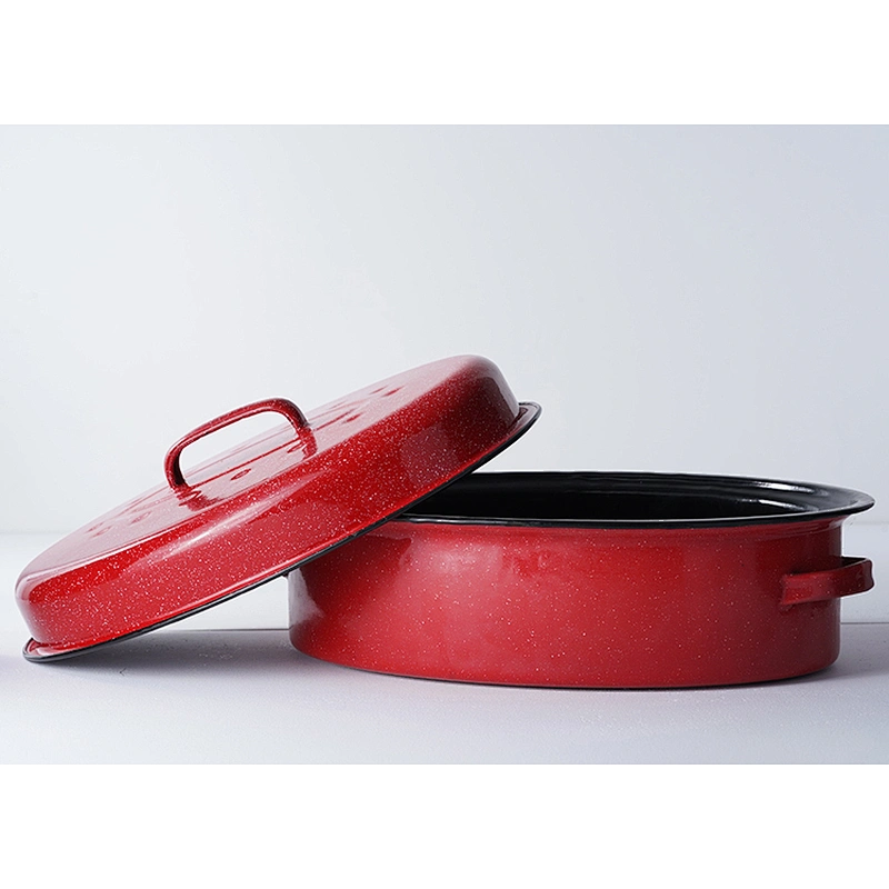 Wholesale OEM ODM professional colorful cookware carbon steel enamel self basting roaster cooking pots