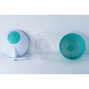Professional practical kitchen tools green round small multifunction fruit drainer manual control plastic salad spinner bowl