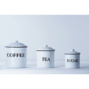 Wholesale OEM custom white carbon steel sets multi-functional enamel canister enamel cup enamel mug with lid