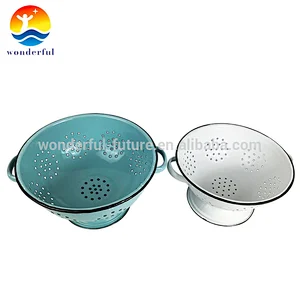 Kitchen enamel fruit basket&vegetable mesh strainer
