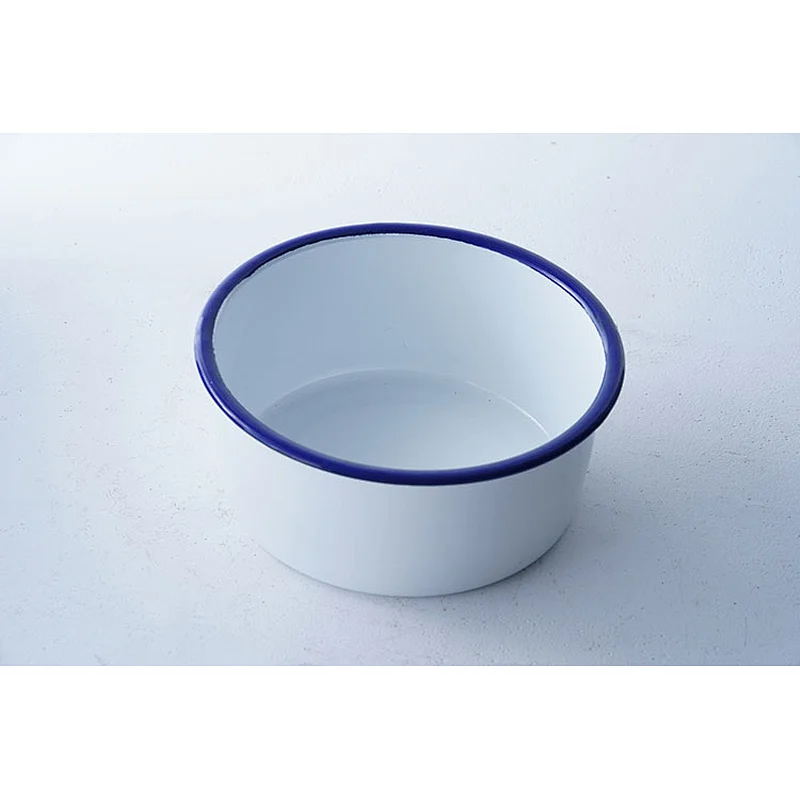 Professional tableware supplier hot sale OEM ODM big capacity white carbon steel enamel storage soup bowl