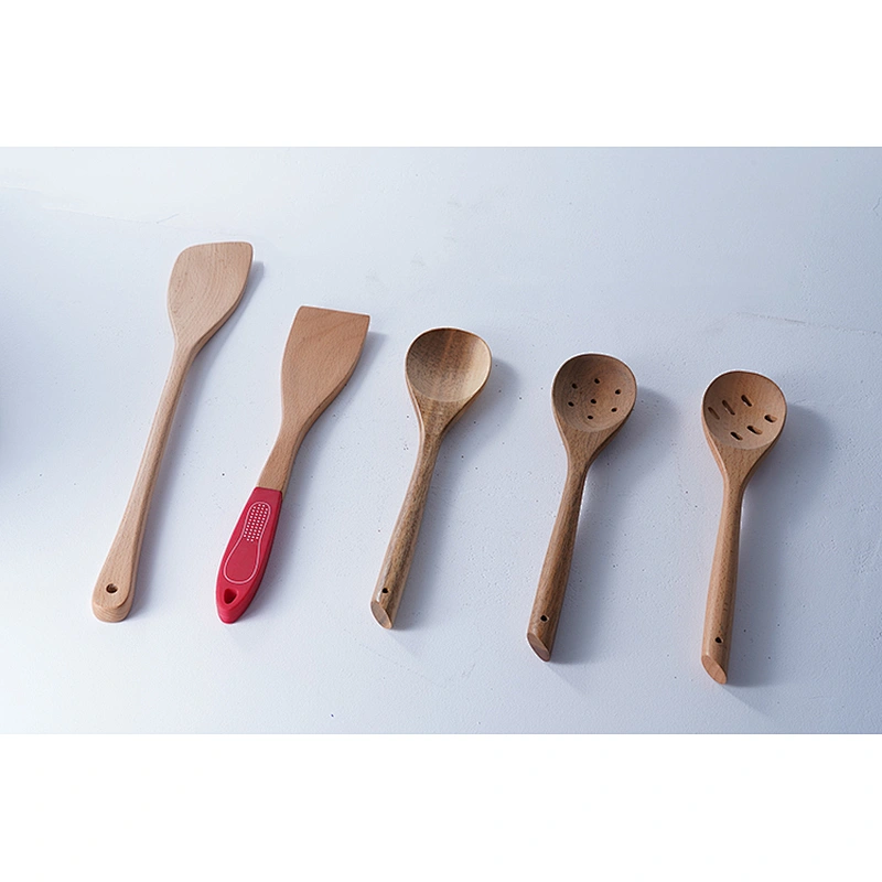 Hot sale food safety durable eco-friendy healthy 5 pcs wooden spoon set cooking utensil wood spoon set