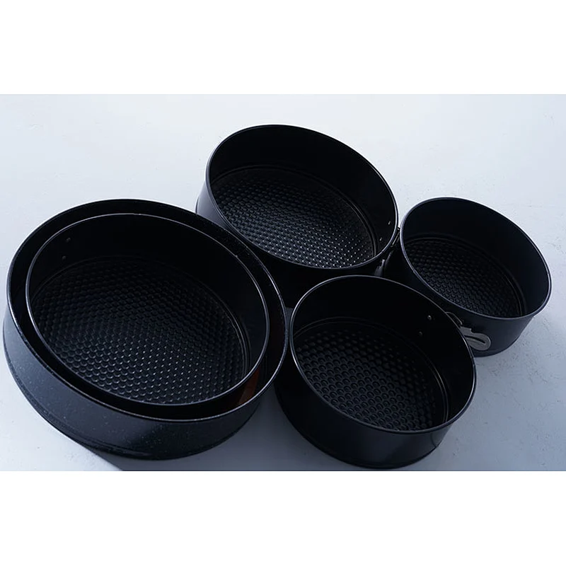 Hot sale black multiple sizes available professional carbon steel round shape cake mold non stick coating bakeware set