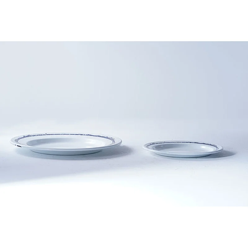 Wholesale OEM ODM customized pattern decoration multiple sizes round metal carbon steel enamel plate set