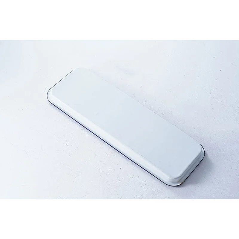 Wholesale high temperature big capacity white rectangular carbon steel enamel camping tray dishes plates