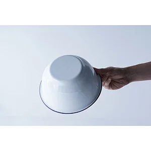 Hot sale accept customized logo white minimalist large carbon steel enamel rice bowl for restaurant