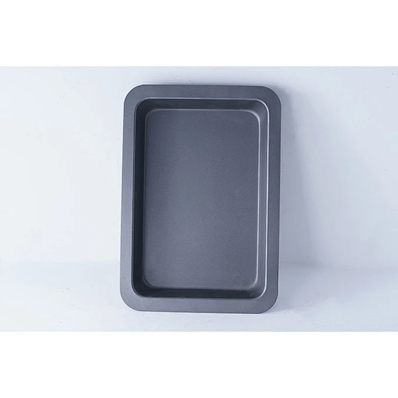 Wholesale cheap price flat bottom grey rectangular universal bakeware carbon steel non stick coating cake oven baking tray