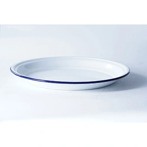 Accept custom logo big capacity classic household restaurant hotel round white carbon steel enamel plate dish