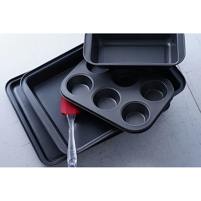Practical household 4 kinds of shapes multifunction carbon steel non stick coating cake fondant mold bake tool set