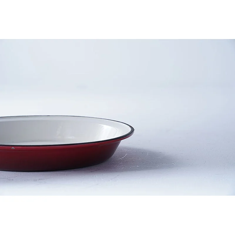 Professional tableware supplier OEM ODM red round lightweight heat resistant cast iron enamelled fry pan