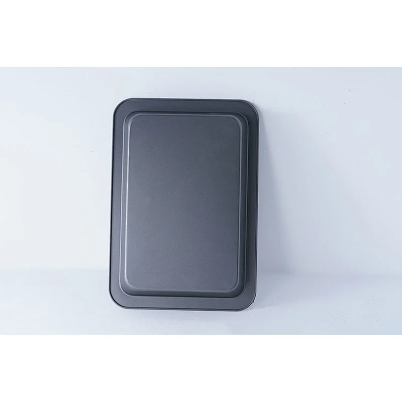 Wholesale cheap price flat bottom grey rectangular universal bakeware carbon steel non stick coating cake oven baking tray