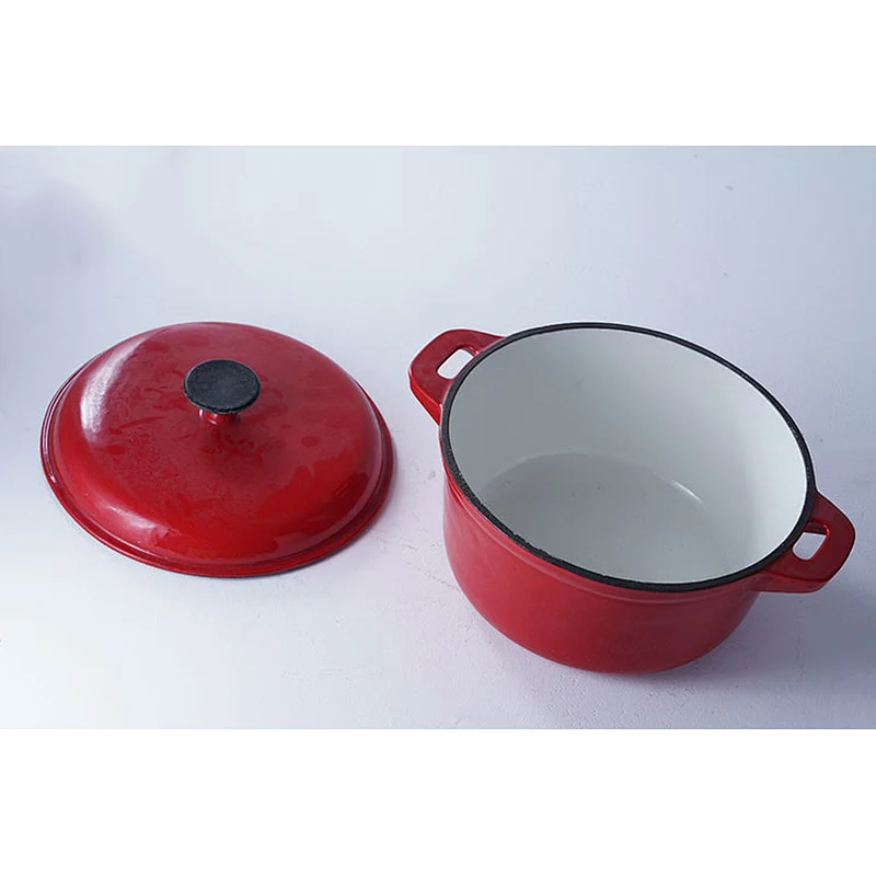 Wholesale good quality household hotel restaurant universal red round cast iron enamel soup pots for cooking