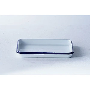 Wholesale small white rectangular heat resistant Insulated enameled metal plate carbon steel serving dishes