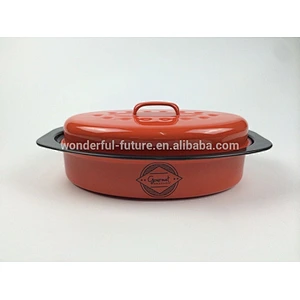 Enamel Coated Steel,roasting Pan ,Enamel Oval Roaster , self basting oval roaster,Roast chicken machine,