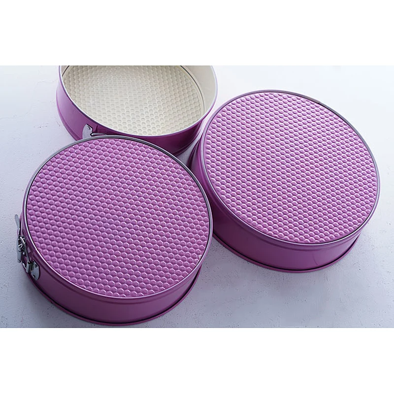 OEM ODM fashionable purple round multiple sizes carbon steel non stick coating ice cream chocolate fondant cake mold sets