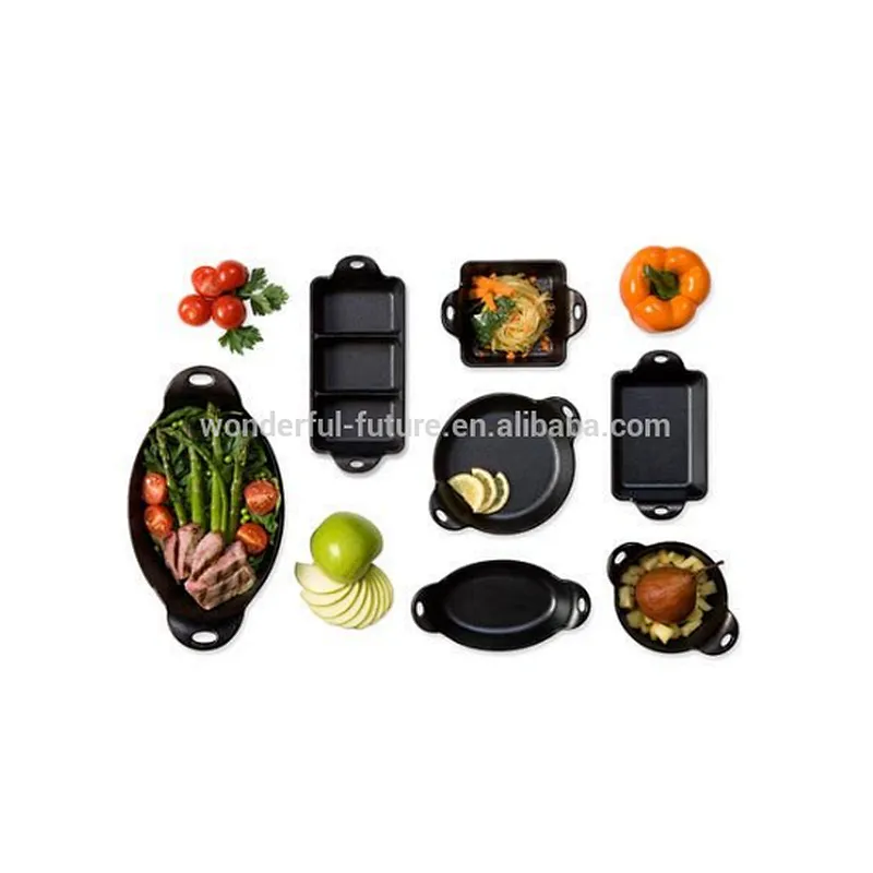 cast iron preseasoned fry pan, skillet set,sizzler plate with birch wood,frying pan with wooden base