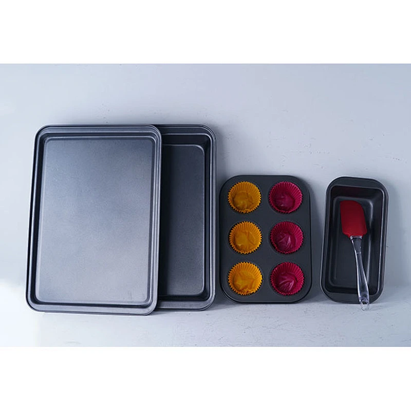 Practical household 4 kinds of shapes multifunction carbon steel non stick coating cake fondant mold bake tool set