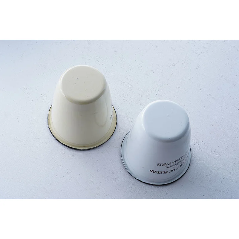 Professional kitchenware supplier accept custom logo no handle no lid letter printing body carbon steel enamel coffee tea cup
