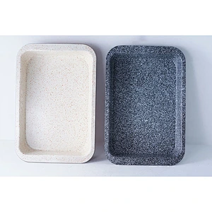 Hot sale kitchen modern bakeware grey gold rectangular carbon steel non stick coating ovenware oven baking tray