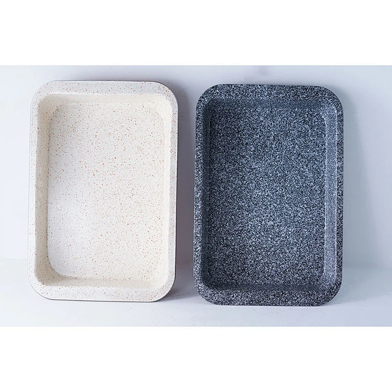 Hot sale kitchen modern bakeware grey gold rectangular carbon steel non stick coating ovenware oven baking tray