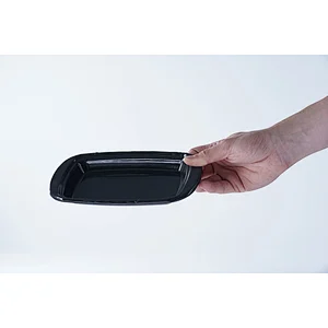 Hot sale accept customized brand durable household small black rectangular carbon steel enamel serving plate dishes