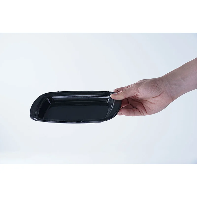 Hot sale accept customized brand durable household small black rectangular carbon steel enamel serving plate dishes
