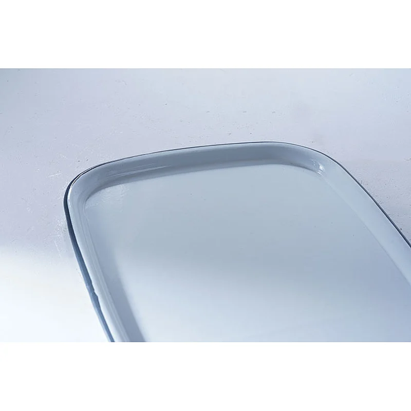 Wholesale cheap price durable big rectangular flat bottom white carbon steel enameled metal serving tray dishes plates